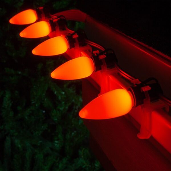 TridentPro Lighting LED Halloween Orange Smooth C9 Polycarbonate Replacement Bulbs (25 PACK)